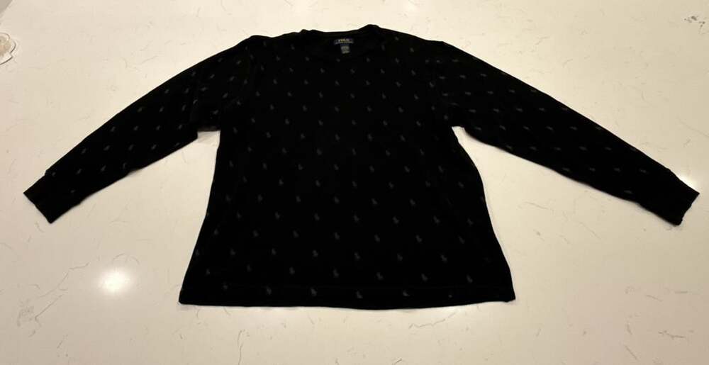 Polo Ralph Lauren Sleepwear Thermal Top Size XL Black All Over Pony